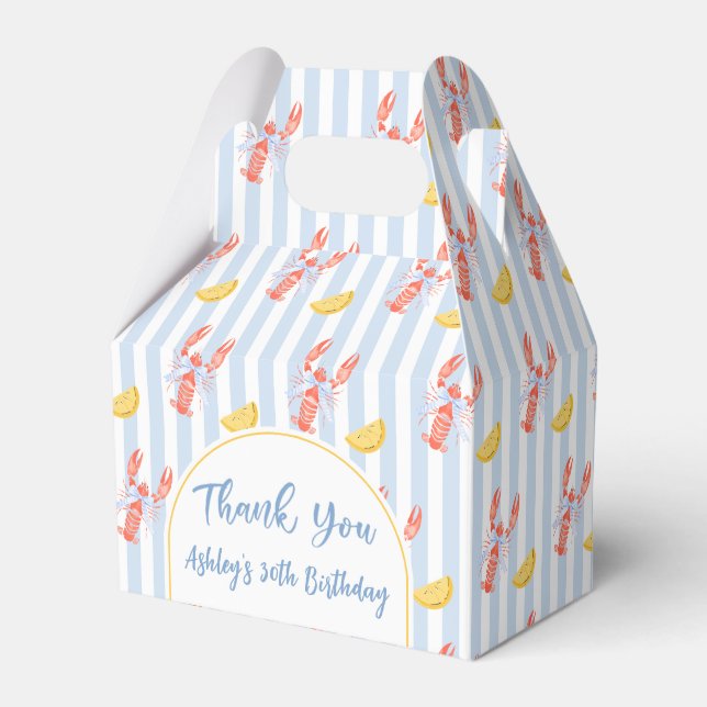 Nautical Seafood Lobster Birthday Favor Boxes (Front Side)