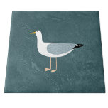 Nautical Seagull Bird Green Ceramic Tile<br><div class="desc">A cheeky seagull standing by the ocean. Perfect for those who love sassy birds and the coast.</div>