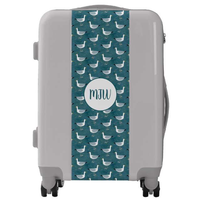 Nautical Seagull Monogram Luggage (Front)