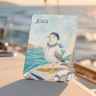 Nautical Seagull Sailing Sailboat On Teal Ocean Kindle Cover