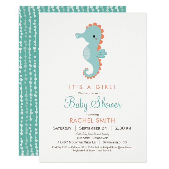 Nautical Seahorse Baby Shower Invitation