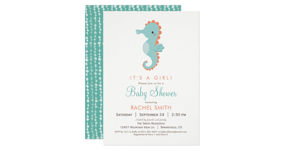 Nautical Seahorse Baby Shower Invitation