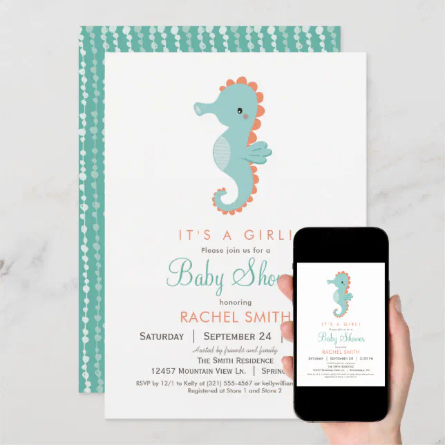 Nautical Seahorse Baby Shower Invitation Zazzle