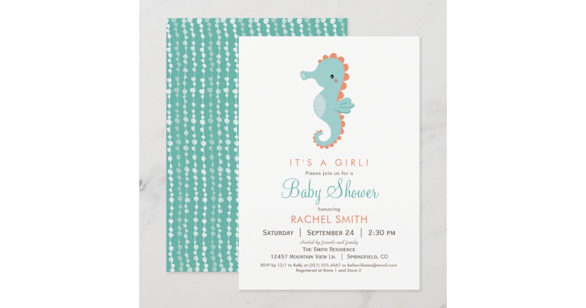 Nautical Seahorse Baby Shower Invitation Zazzle