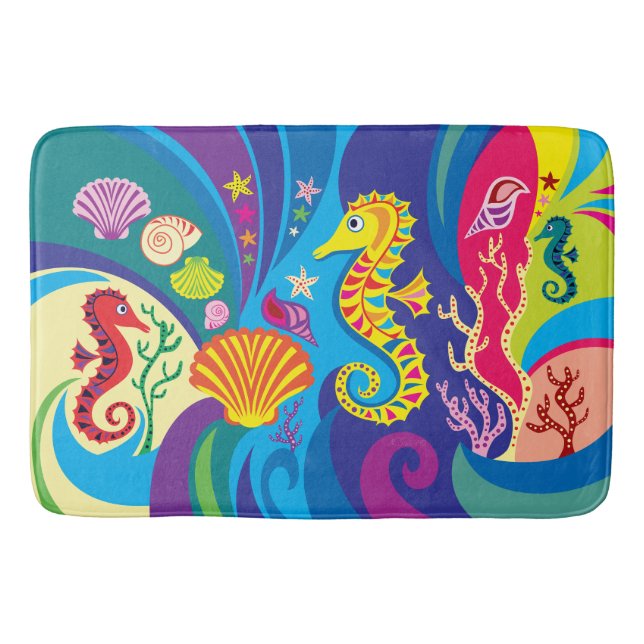 Nautical Seahorse Bath Mat (Front)
