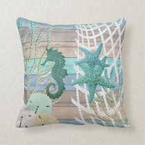 Nautical Seahorse Beach Design Throw Pillow Nautical Seahorse Beach Design Throw Pillow