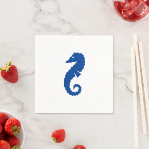 Nautical seahorse blue white summer paper napkins