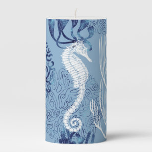 Nautical Seahorse Collection Pillar Candle