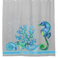 Nautical Seahorse Custom Teal Aqua & Gray Marine