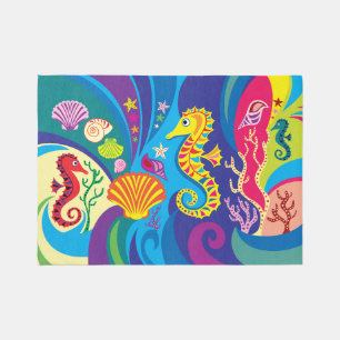 Nautical Seahorse Outdoor Rug