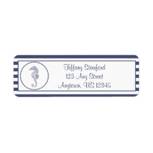 Nautical Seahorse Personalized Label
