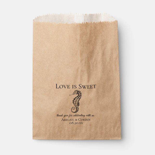 Nautical Seahorse Personalized Wedding Favor Bag (Front)