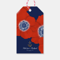 Nautical Seahorse &amp; Red Anemone Wedding Favor Gift Tags