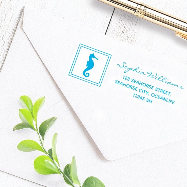 Nautical Seahorse Return Address Self-inking Stamp (Creator Uploaded)