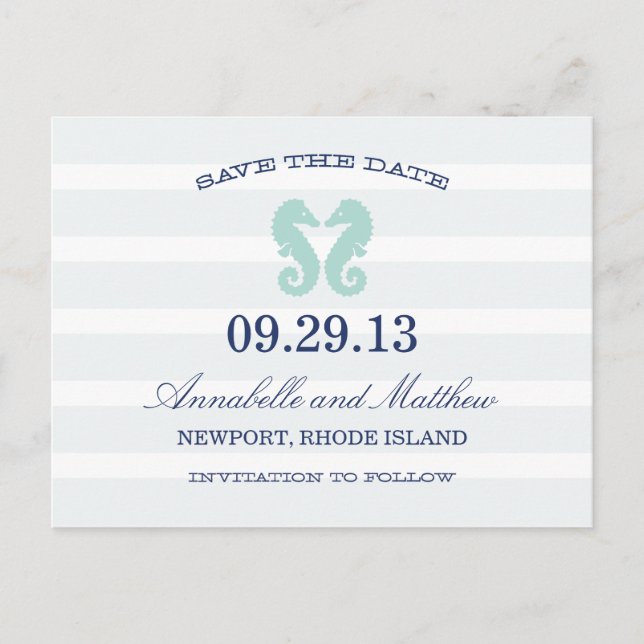 NAUTICAL SEAHORSE | SAVE THE DATE POST CARD (Front)