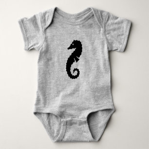 nautical SEAHORSE silhouette Baby Bodysuit