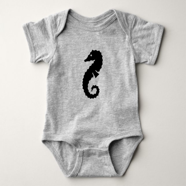 nautical SEAHORSE silhouette Baby Bodysuit (Front)