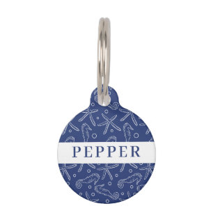 Nautical Seahorse & Starfish Pet ID Tag