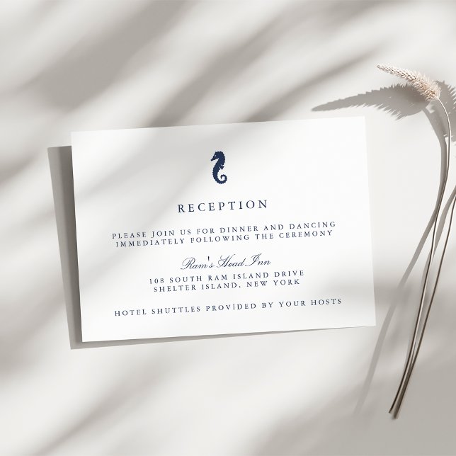 Nautical Seahorse Wedding Reception Card (Creator Uploaded)