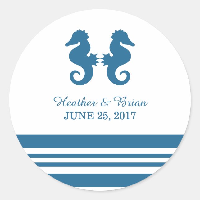 Nautical Seahorse Wedding Stickers (Front)