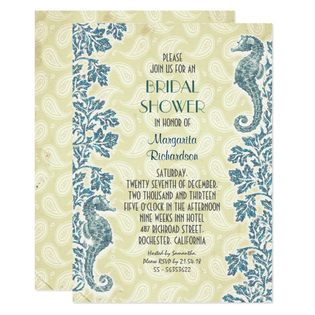 Nautical Seahorses Bridal Shower Invitation