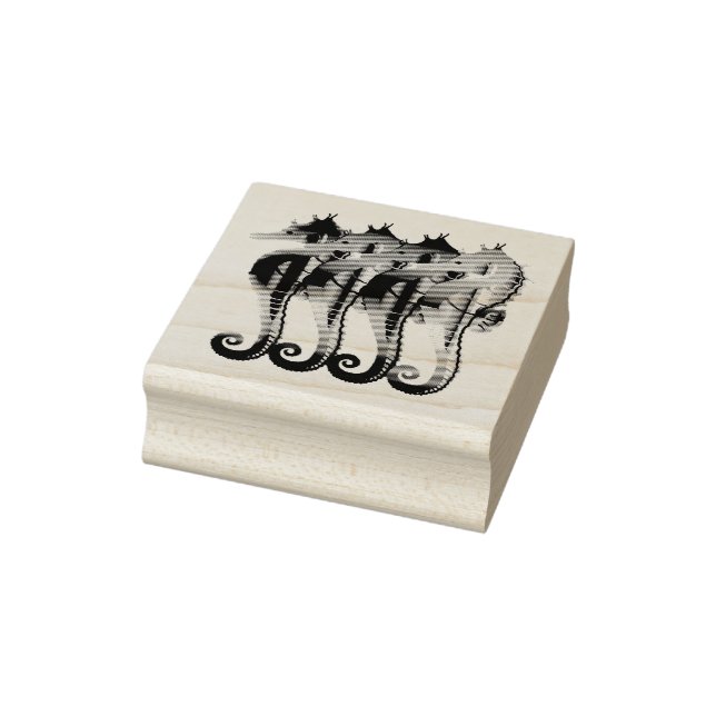 Nautical seahorses ocean seahorse fish rubber stamp (Stamp)