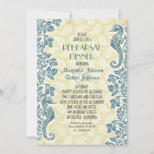 nautical seahorses rehearsal dinner invitation
