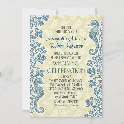 nautical seahorses wedding invitations