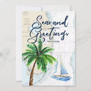 Nautical Seas and Greetings Tropical Christmas Holiday Card