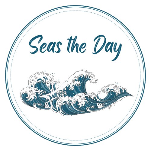 Nautical Seas The Day Text with Blue Waves  Two_Tone Coffee Mug
