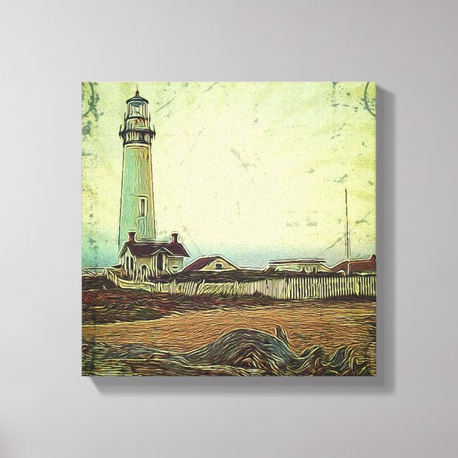 nautical seascape oil painting vintage lighthouse canvas print (Front)