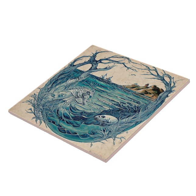 Nautical Seascapes Oil Painting No17 Ceramic Tile (Side)