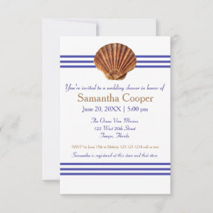Nautical Seashell - 3x5 Bridal Shower Invitation