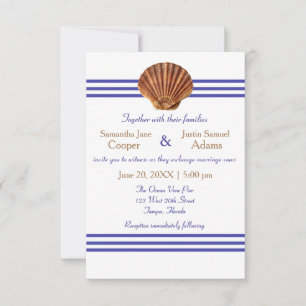 Nautical Seashell - 3x5 Wedding Invitation