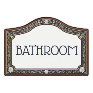 Nautical Seashell Anchor Stylish Elegant Bathroom Door Sign
