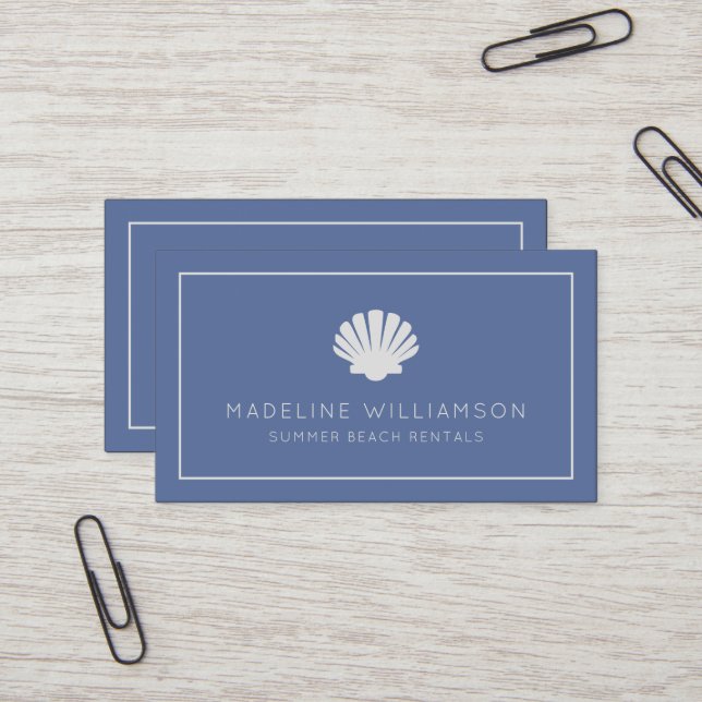 Nautical Seashell Beach Theme Business Card (Front/Back In Situ)