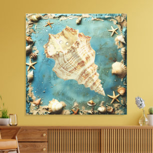 Nautical Seashell Canvas Wall Art