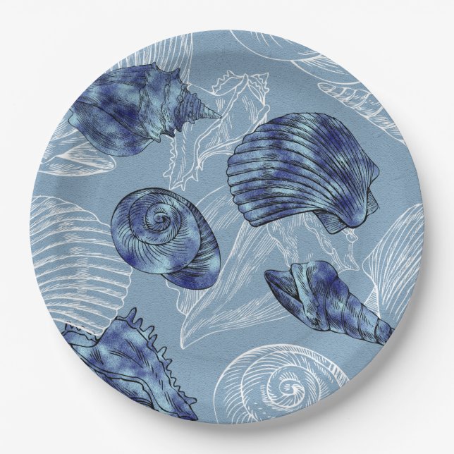 Nautical Seashell Collection - All Sizes Paper Plates (Front)
