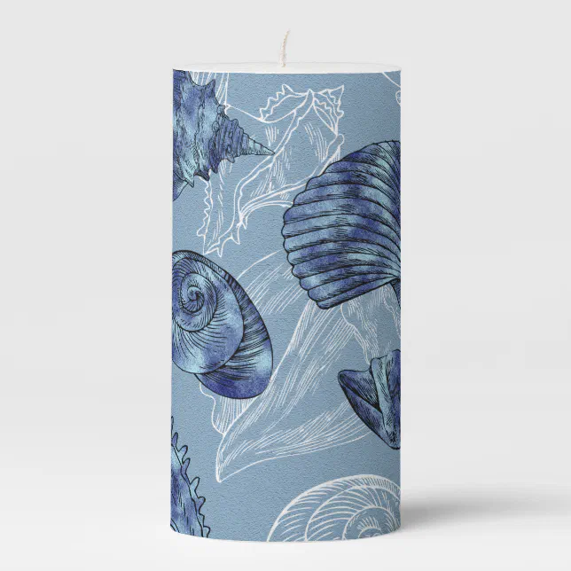 Nautical Seashell Collection Pillar Candle Zazzle