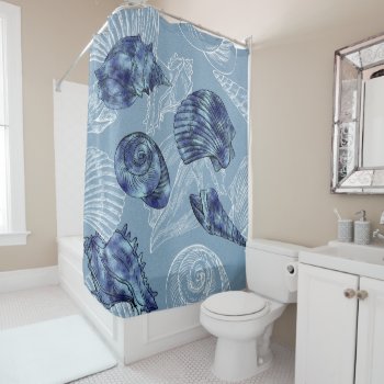 Nautical Seashell Collection Shower Curtain by steelmoment at Zazzle