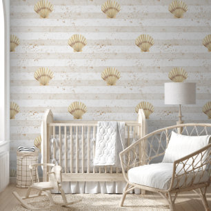Nautical Seashell Gold Nursery Wallpaper Wallpaper