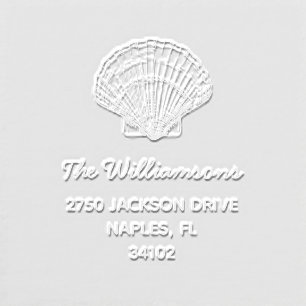 Nautical Seashell Name Return Address Custom Embosser