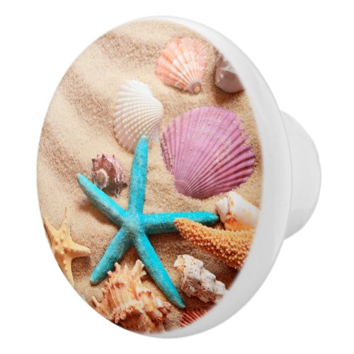 Nautical Seashell Ocean Sand Ceramic Knob
