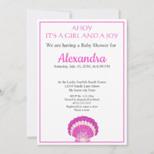 Nautical Seashell Pink Girl Baby Shower invitation