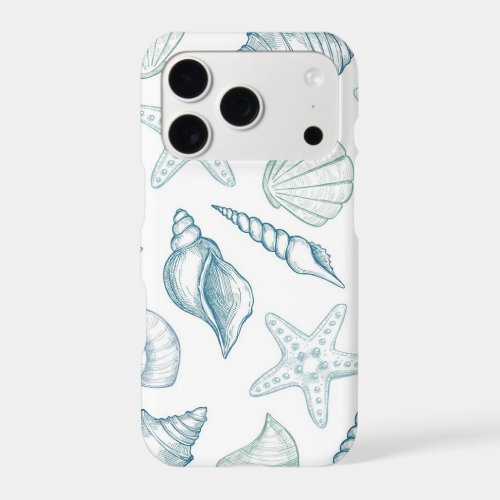 Nautical Seashell Sketch Pattern iPhone 17 Pro Case