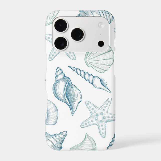 Nautical Seashell Sketch Pattern iPhone Case (Back)