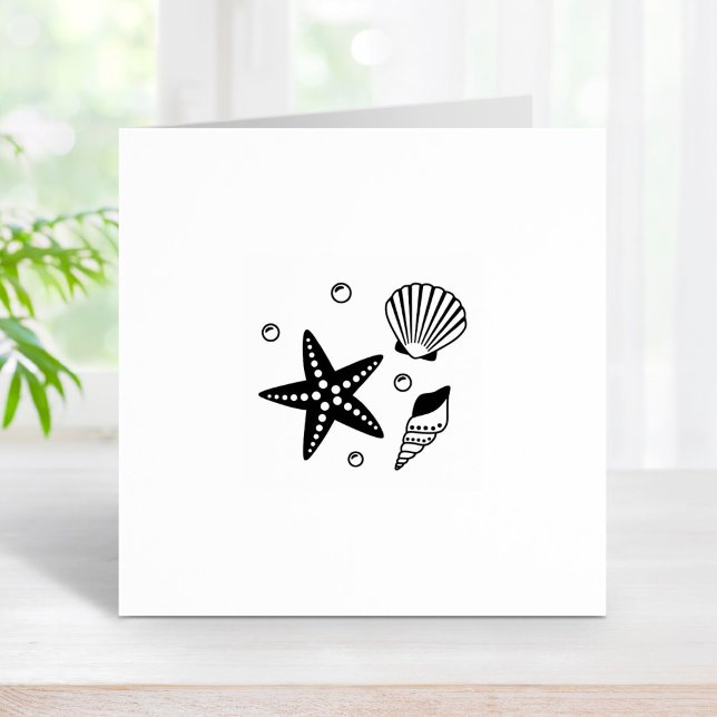 Nautical Seashell Starfish Pearls 1x1 Rubber Stamp (Creator Uploaded)