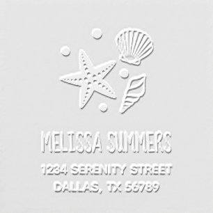 Nautical Seashell Starfish Pearls Address Embosser