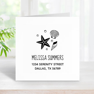 Nautical Seashell Starfish Pearls Address