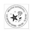 Nautical Seashell Starfish Pearls Round Address